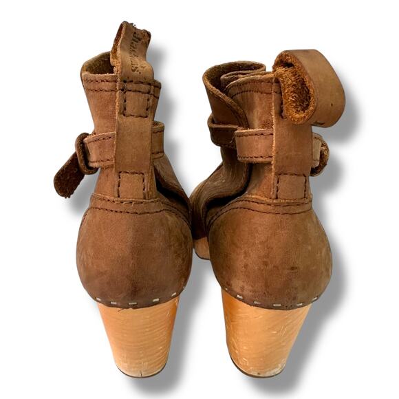 Swedish Hasbeens Sz 38 7.5 High Heel Jodhpur Booties Brown Leather Ankle Boot - Picture 8 of 10